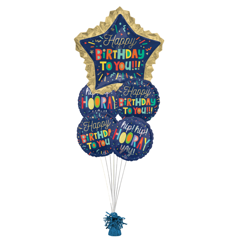 Satin Navy Birthday Balloon Bouquet