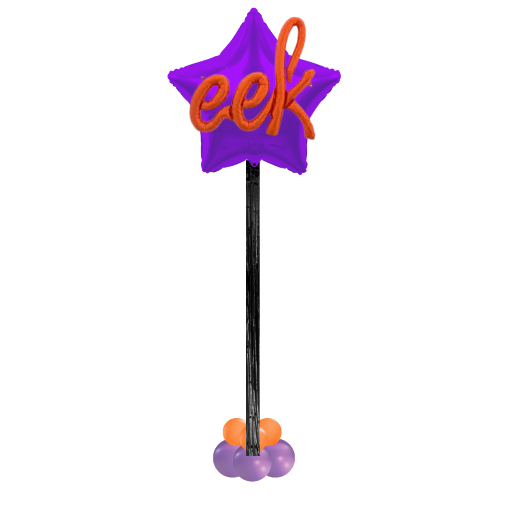 Purple and Orange Halloween Eeek Star Helium Column