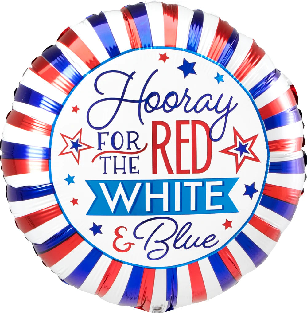 Hooray for the Red, White, and Blue Stars and Stripes Foil Balloon (18 Inch)
