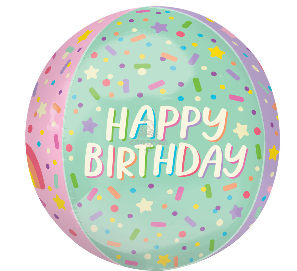 happy Birthday Ice Cream Party Orbz 15" Foil Balloon