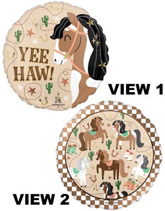 Yee Haw Horse Cowboy Foil Balloon