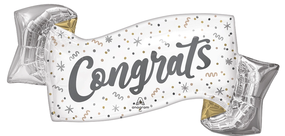 Elegant Congrats Silver Banner Foil Balloon