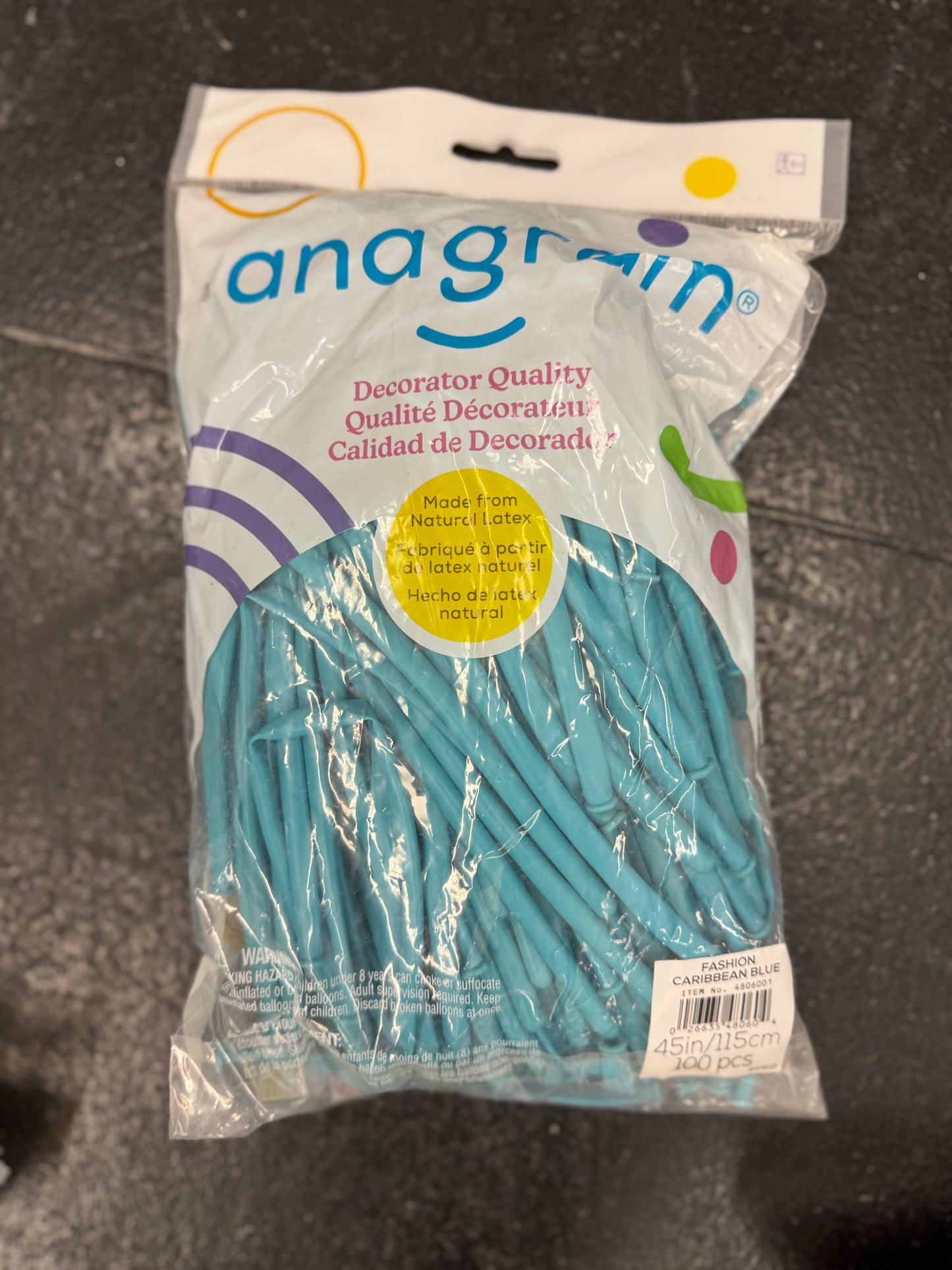 Caribbean Blue Solid 260 Twisting Latex Bag