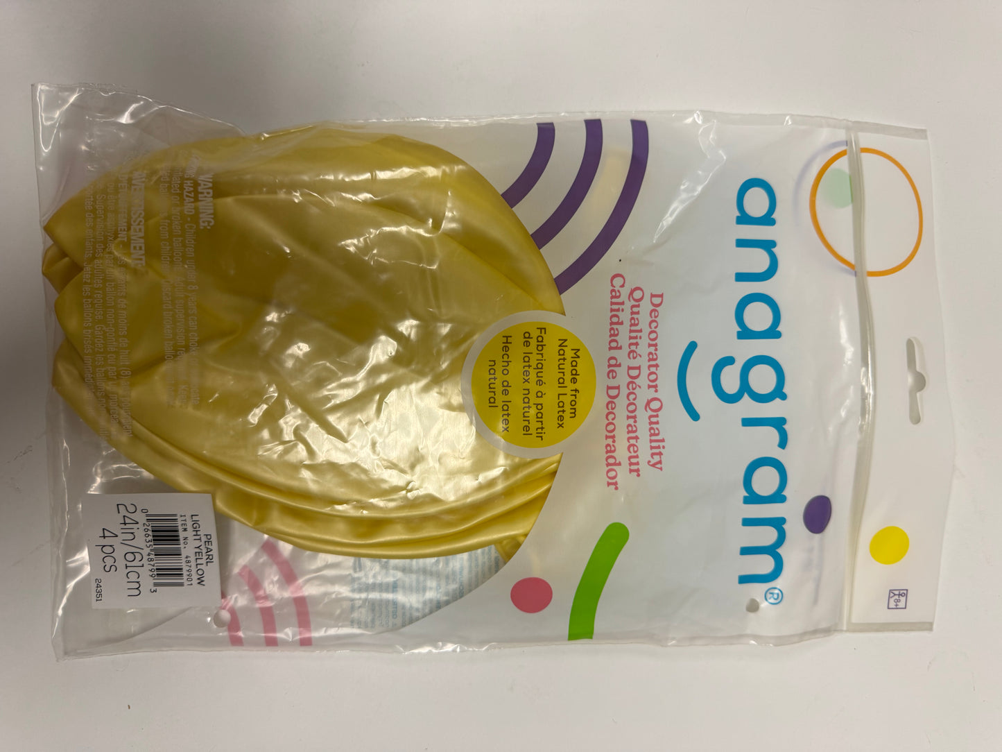 Pearl Light Yellow Solid 24" Latex Bag