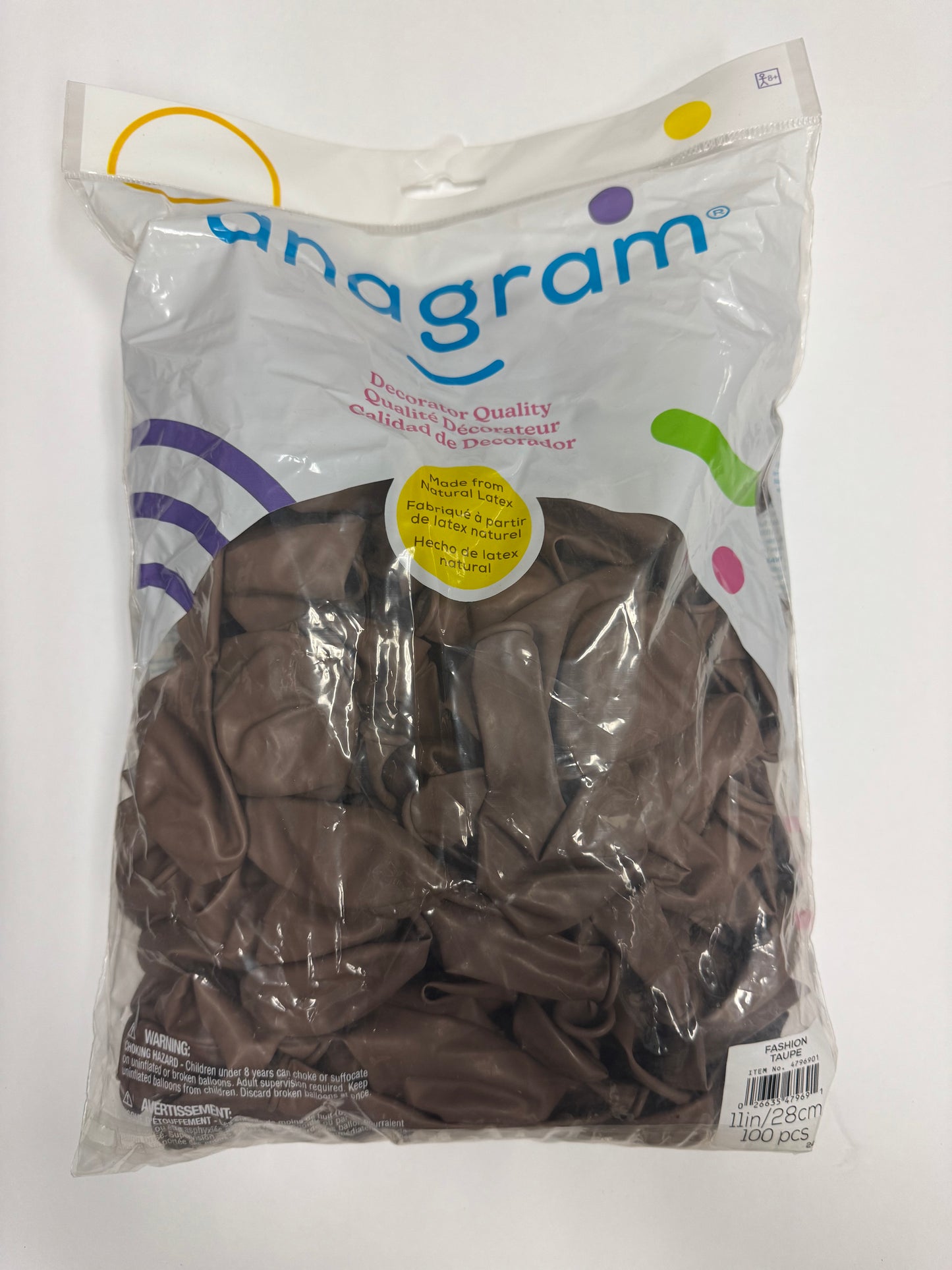 Fashion Taupe Solid 11" Latex Bag