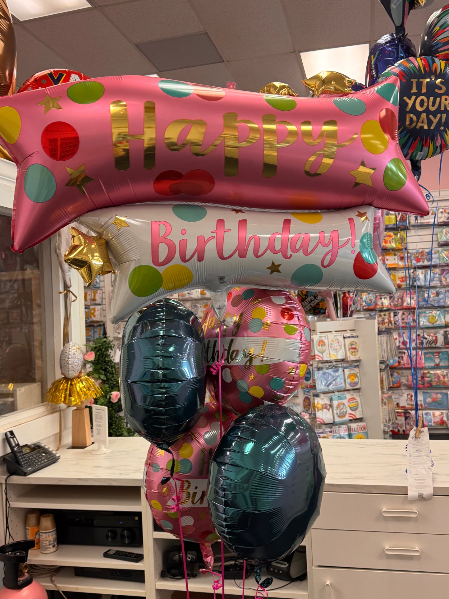 Hot Pink and Teal Birthday Bouquet