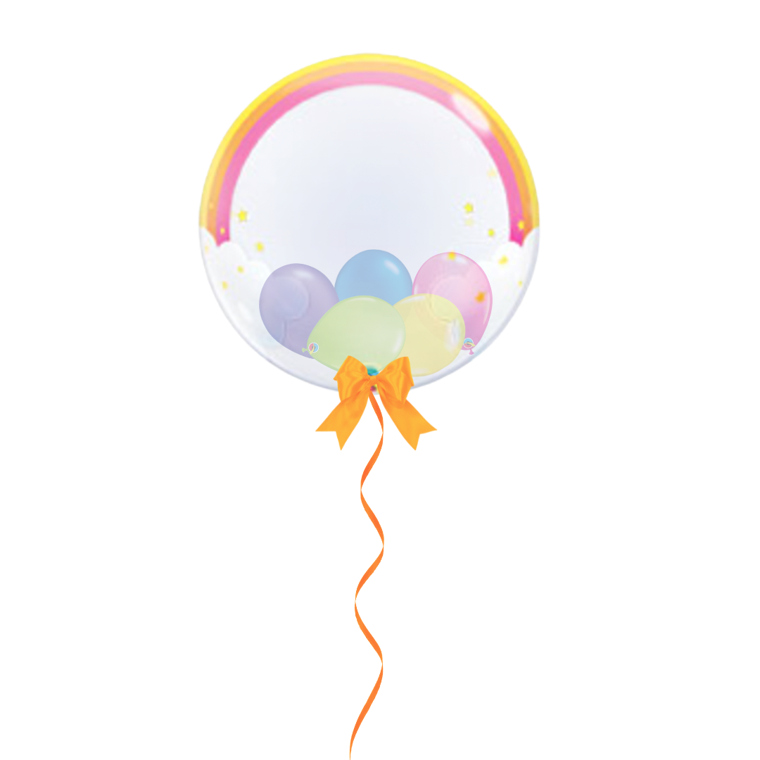 Personalized Rainbow + Clouds Gumball Bubble Balloon