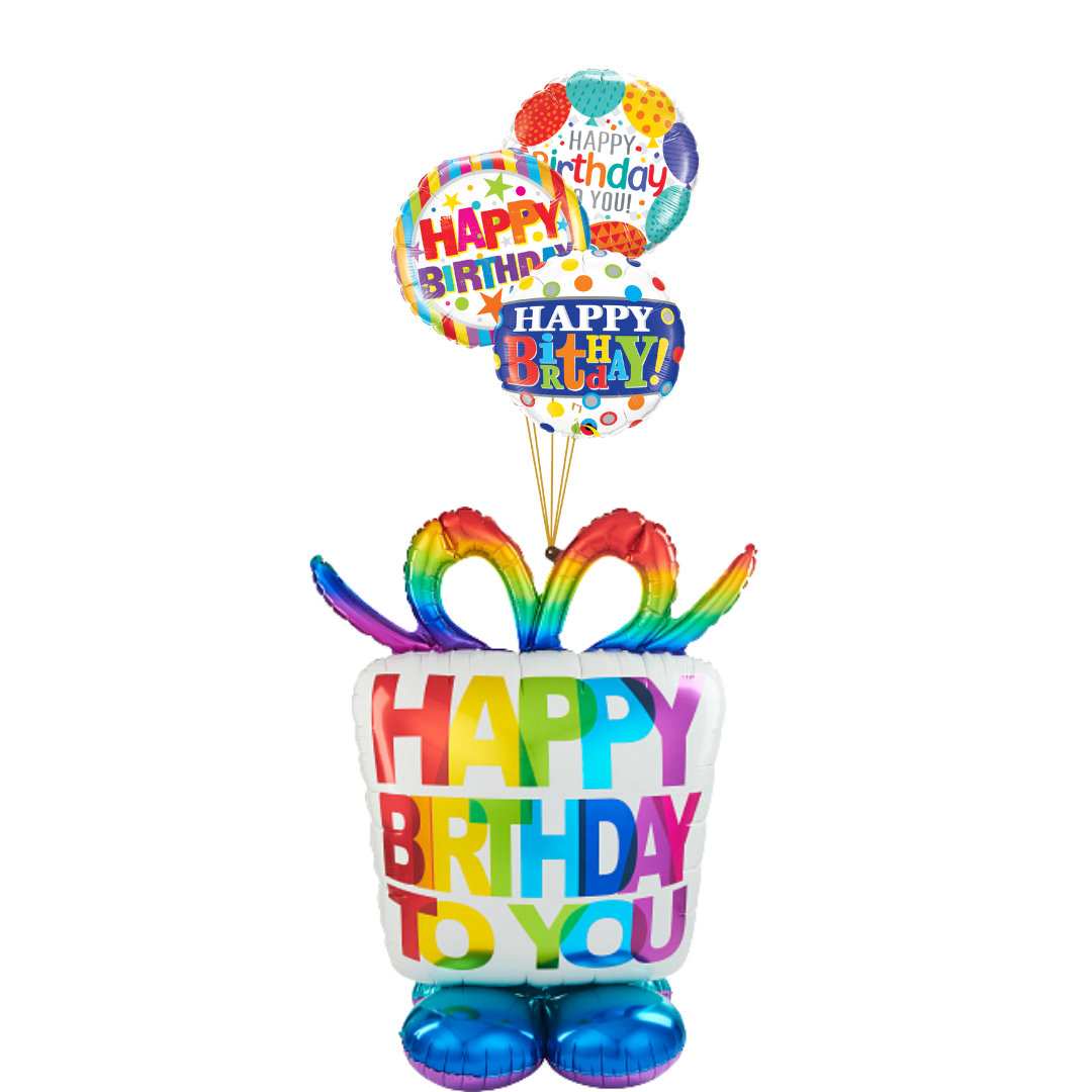 Birthday Gift Trio Bouquet (4 Balloons)