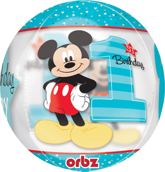 Disney Baby Minnie Mouse & Mickey Mouse 1st Birthday Orbz Balloon (16 Inch)