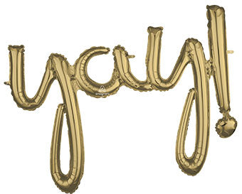 Yay Air-Filled Script Word Phrase Banner 35" Foil Balloon