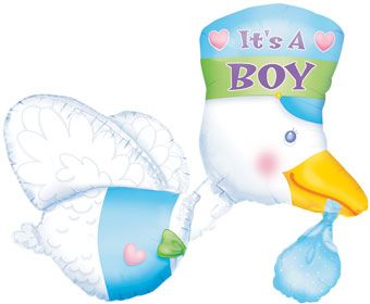 3D It's A Boy Jumbo Stork 32" Foil Balloon