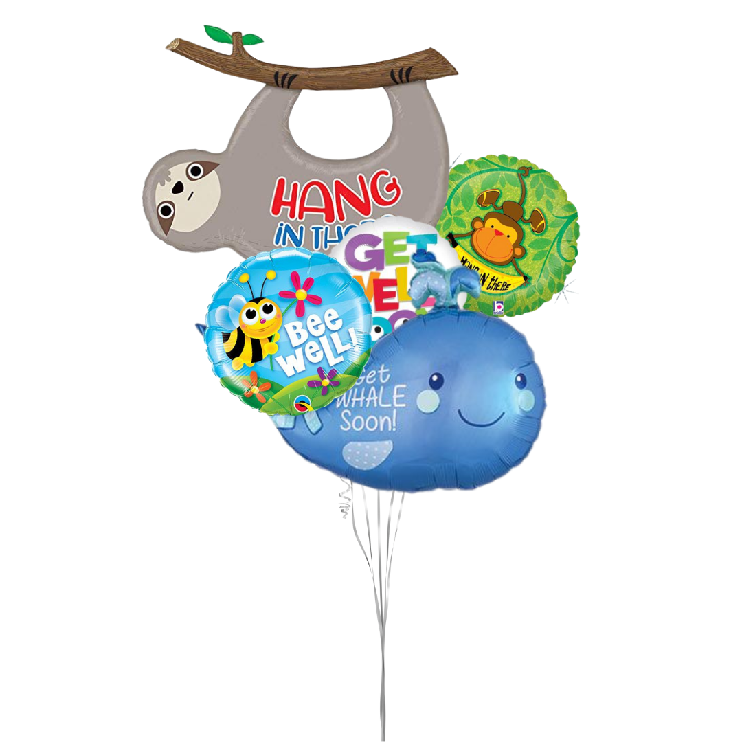 Punny Animals Get Well Hospital Balloon Bouquet