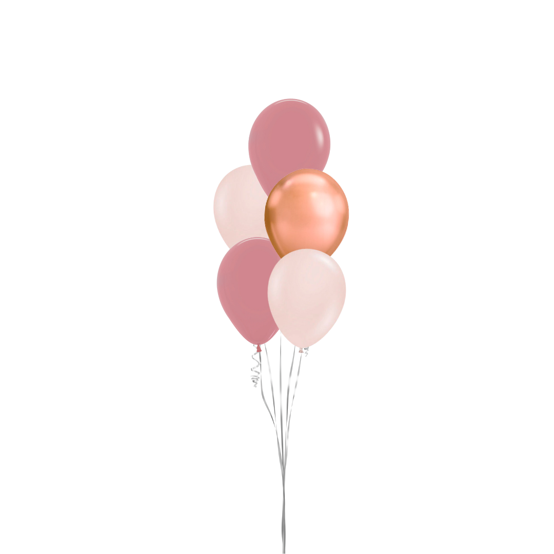Flashy Rose Golds 5 Piece Latex Bouquet