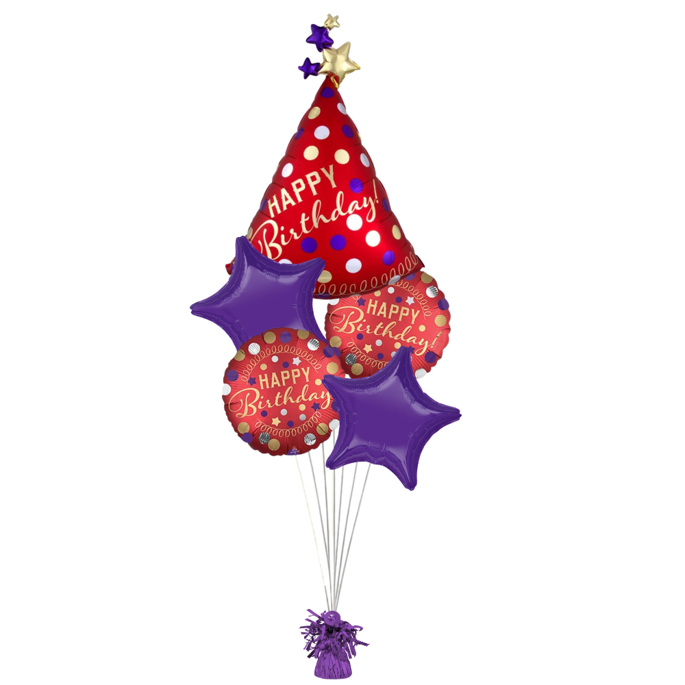 Red and Purple Birthday Balloon Bouquet
