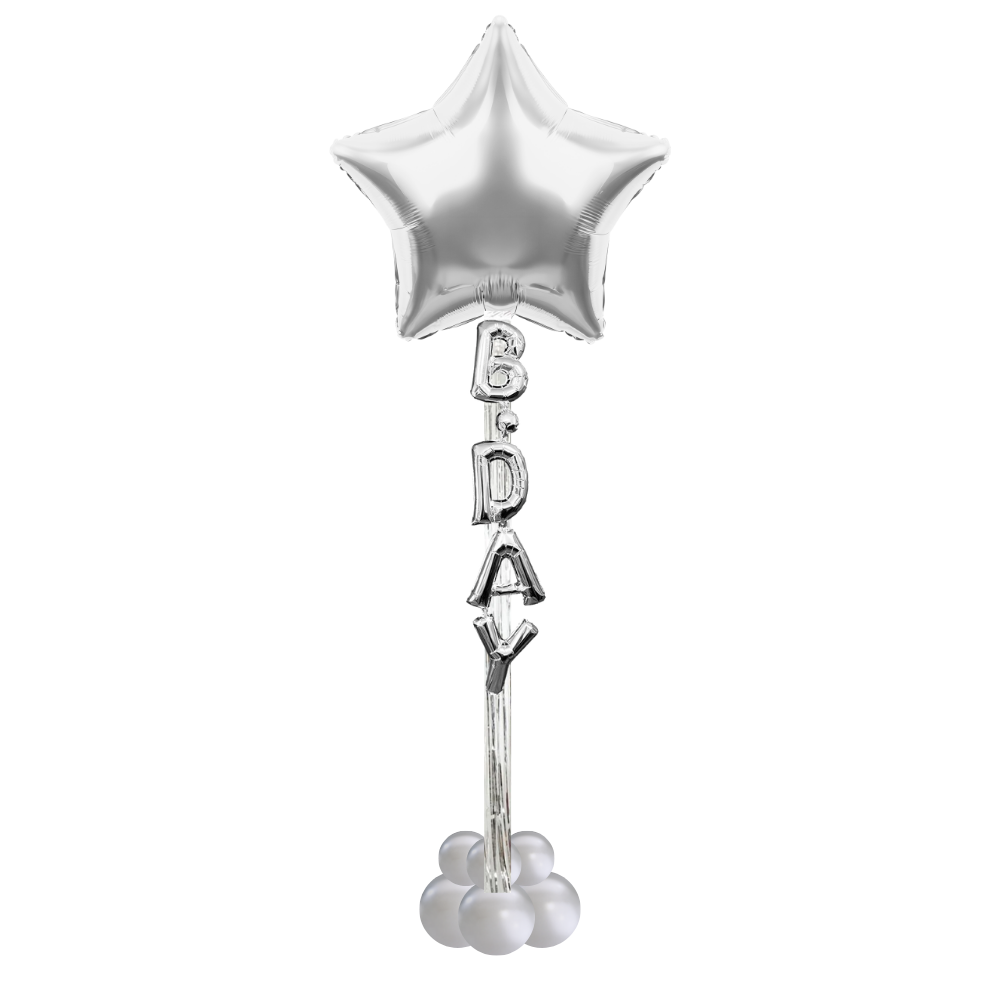 Silver Star Bday Floating Column