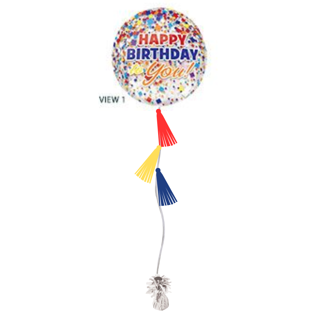 Confetti Print Birthday Tasseled Orb