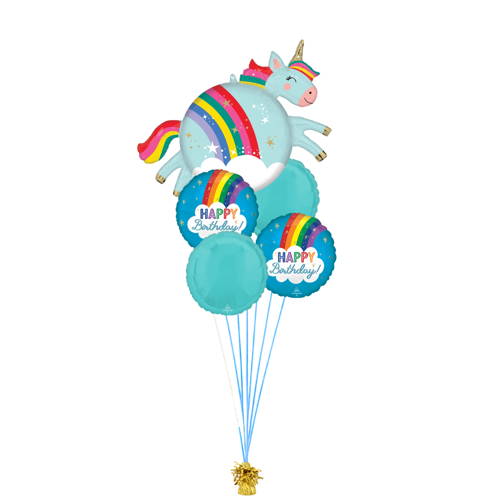 Blue Unicorn Birthday Balloon Bouquet