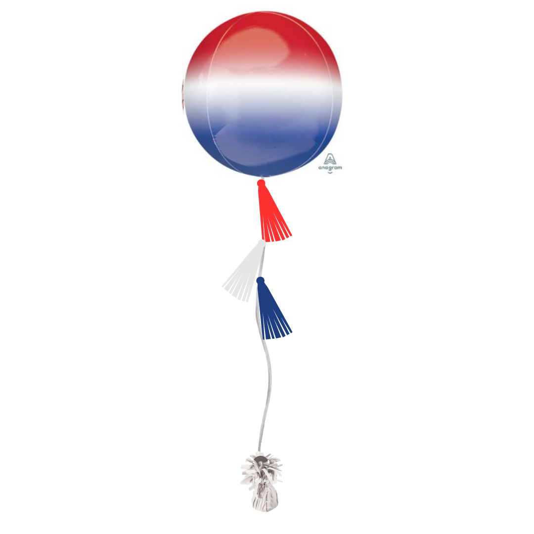 Red, White, & Blue Ombre Tasseled Orb