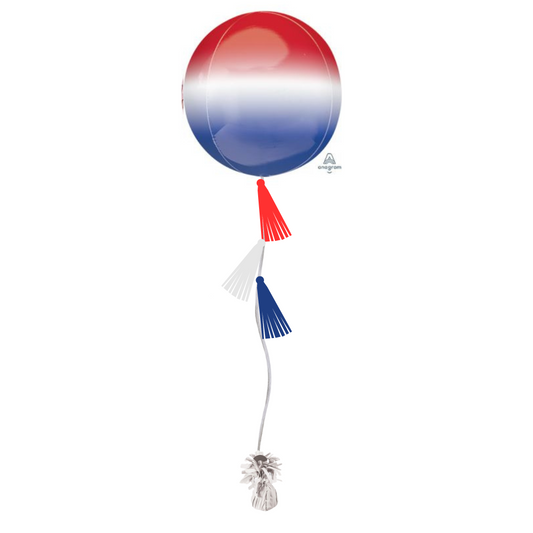 Red, White, & Blue Ombre Tasseled Orb