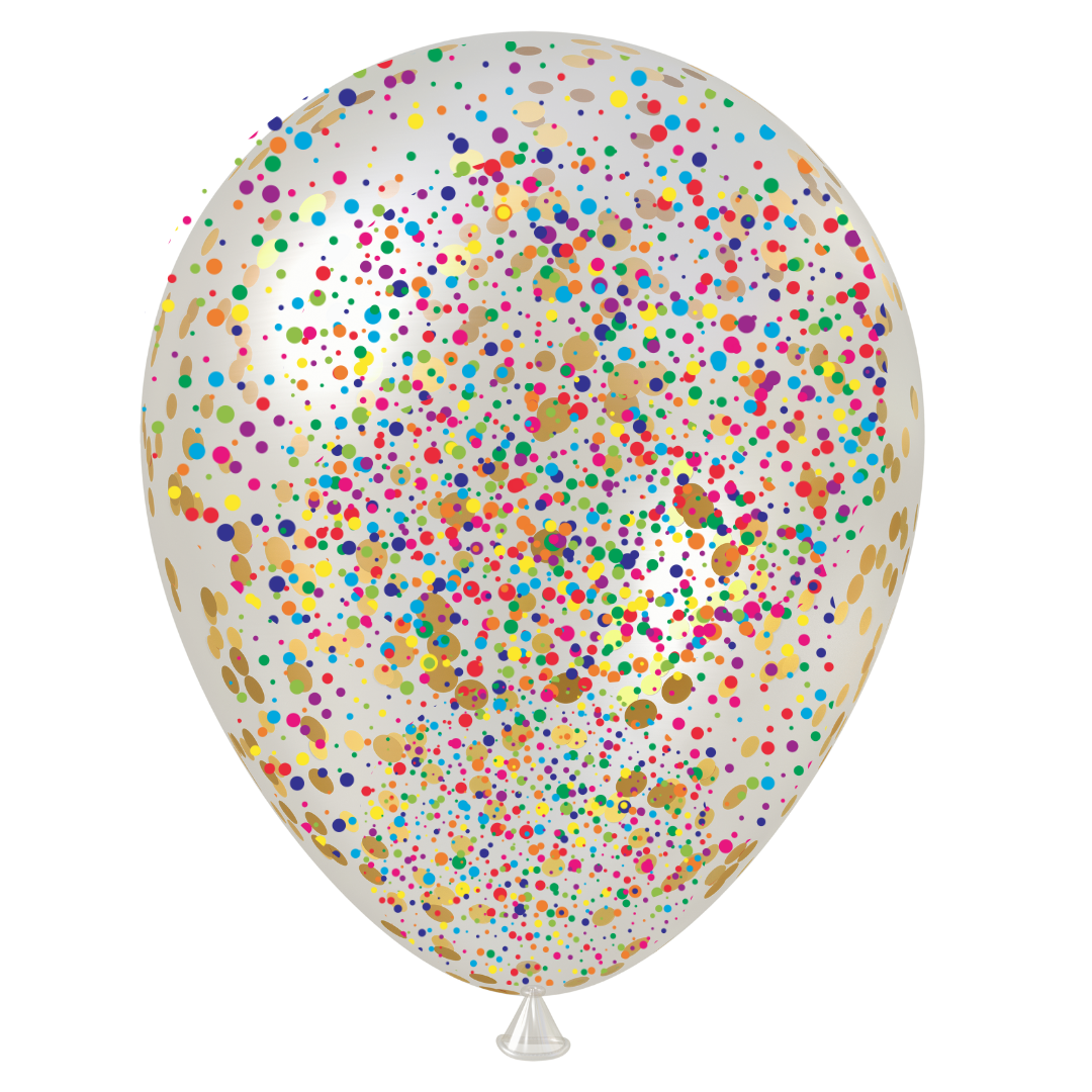 Medium Clear Rainbow Confetti Latex Balloon (18 Inch)