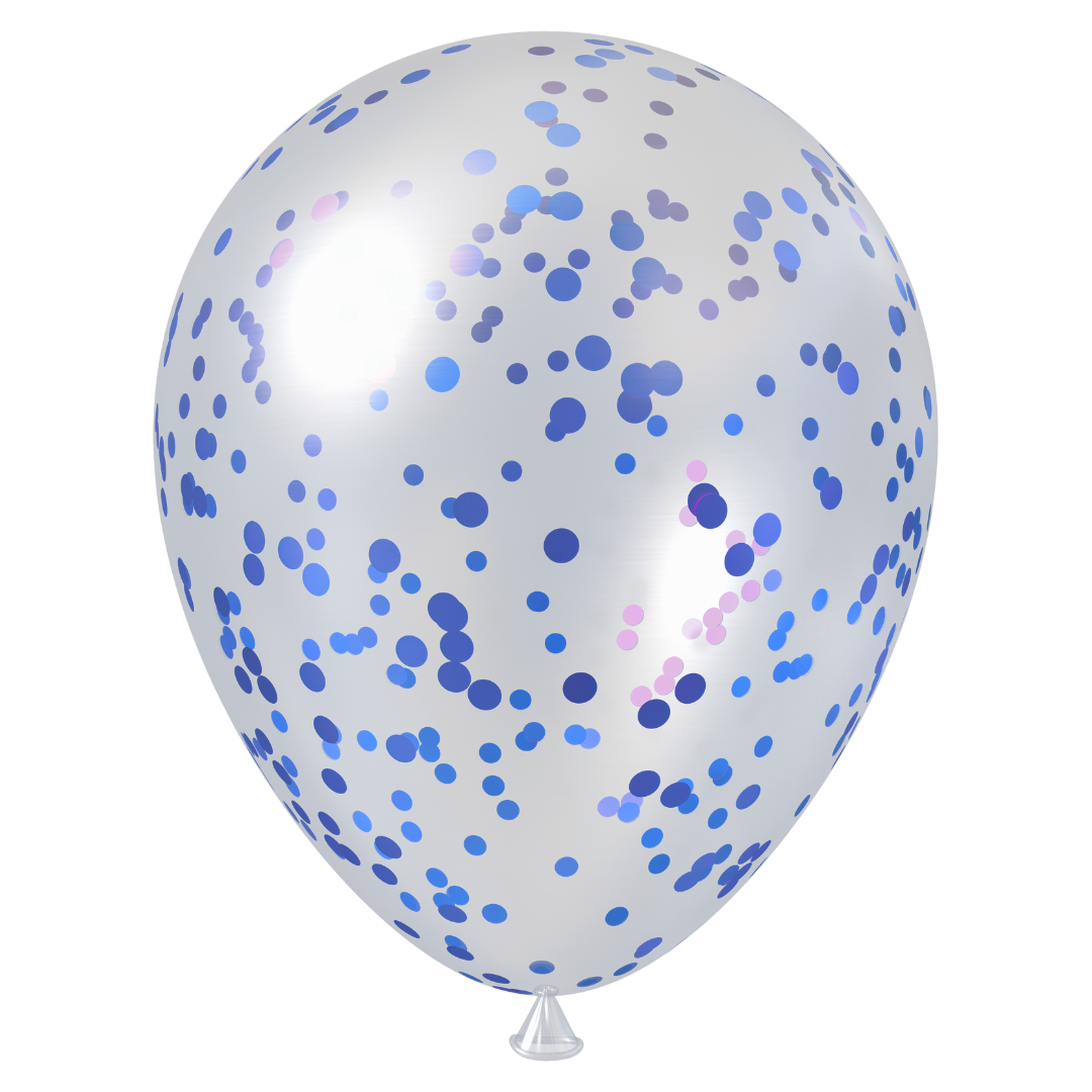 Medium Clear Blue Confetti Latex Balloon (18 Inch)
