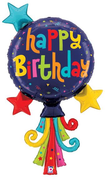 Happy Birthday Streamers Foil Balloon (40 Inch)