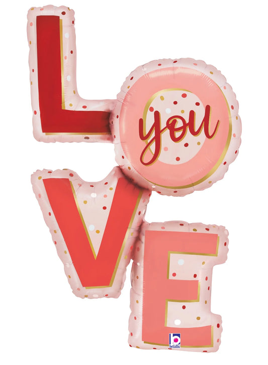 Love You Stacked Pattern Foil Balloon (41 Inch)