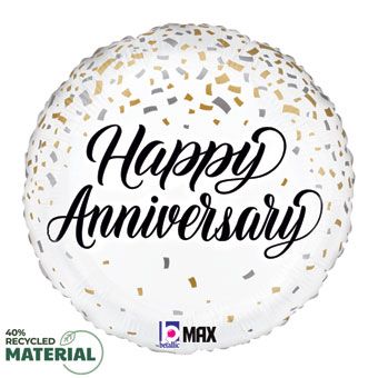 Happy Anniversary Metallic Confetti Balloon (18 Inch)