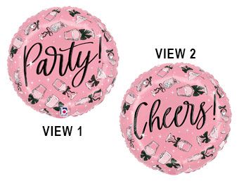 Black Bow Party Cheers Drinks Balloon (18 Inch)