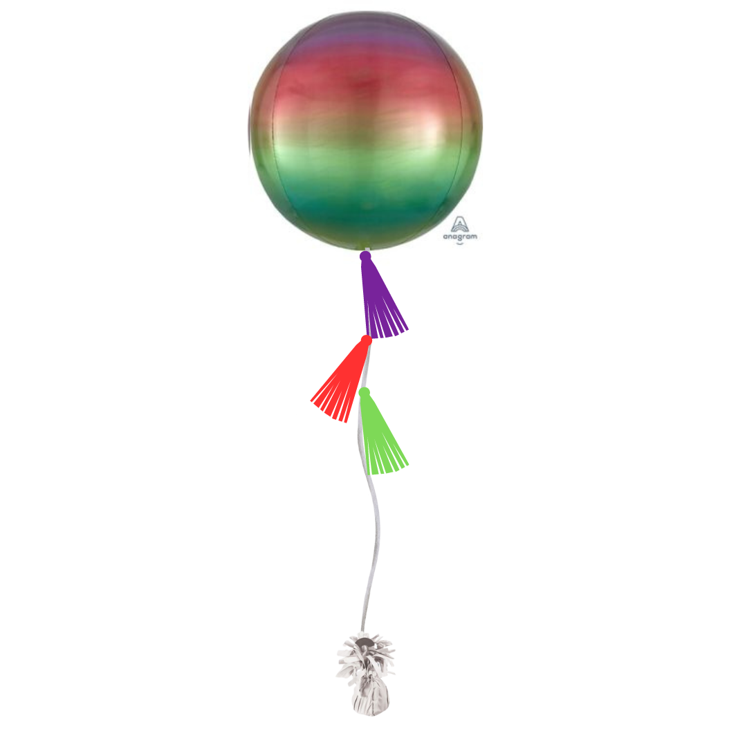 Funky Rainbow Ombre Tasseled Orb
