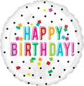 Happy Birthday Colorful Confetti 18" Balloon (O)