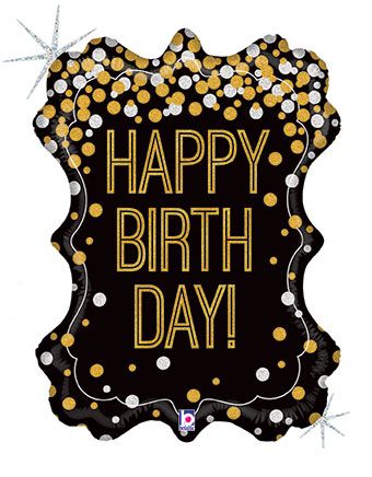 Holographic Happy Birthday Metallic Frame 34" Foil Balloon