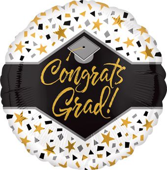 Congrats Grad Stars and Confetti 18" Foil Balloon