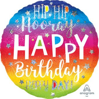 Hip Hip Hooray Holographic Balloon (18 Inch