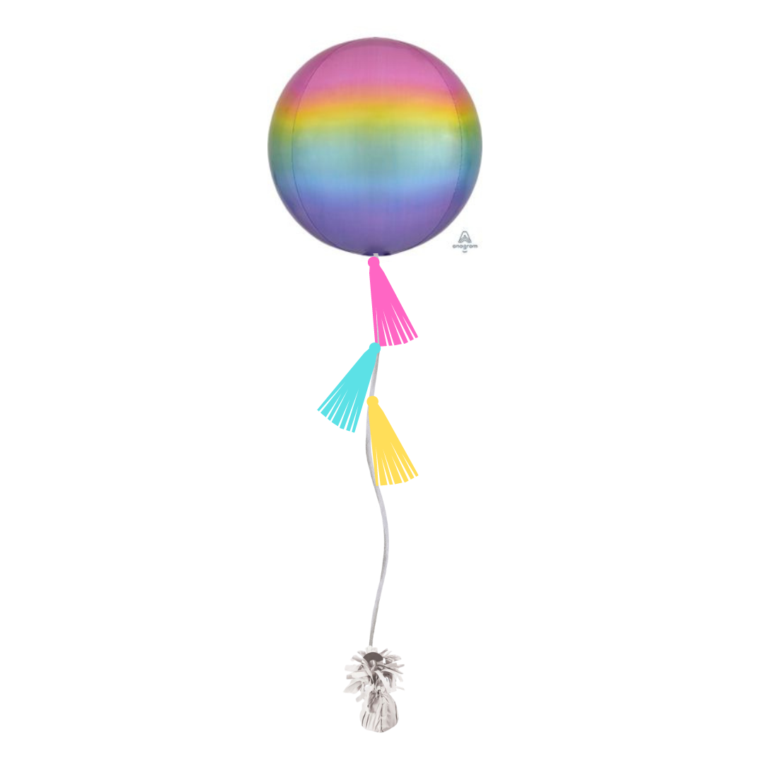 Pastel Rainbow Ombre Tasseled Orb