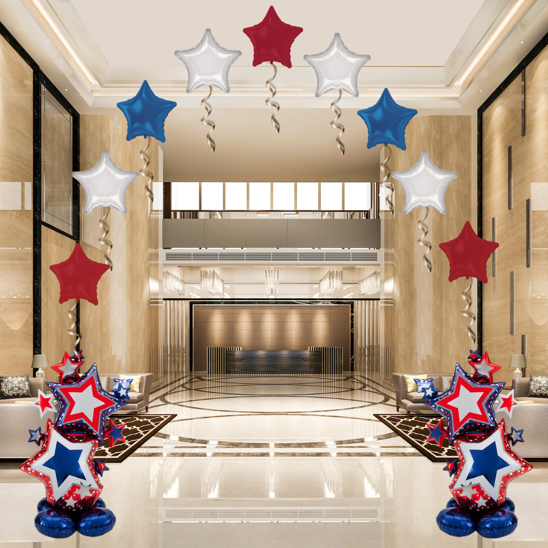 Airloonz Patriotic Starlet Cluster (Decor Options Available)