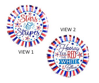 Hooray for the Red, white, and blue stars and stripes 18" Foil Balloon (D)