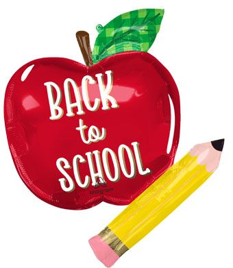 Back To School Apple & Pencil 31" Foil Balloon