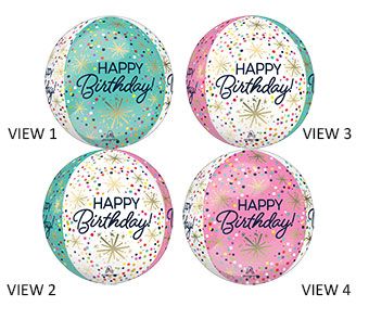 Happy Birthday Sprinkles Confetti Print Orbz 15" Foil Balloon