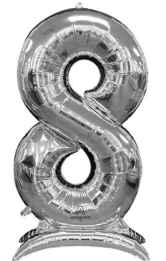 Air-Filled, Large Standing Silver Numbers 50" Foil Balloons