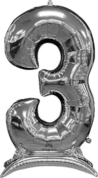 Non-floating, Standing Silver Number "3" (50 Inch)