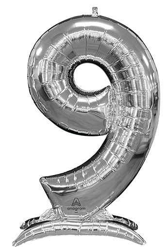 Air-Filled, Large Standing Silver Numbers 50" Foil Balloons