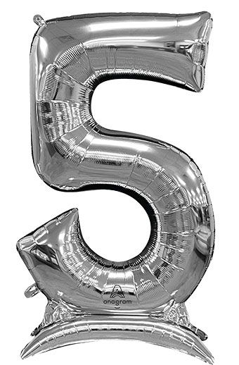 Air-Filled, Large Standing Silver Numbers 50" Foil Balloons