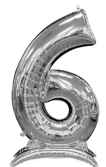 Air-Filled, Large Standing Silver Numbers 50" Foil Balloons