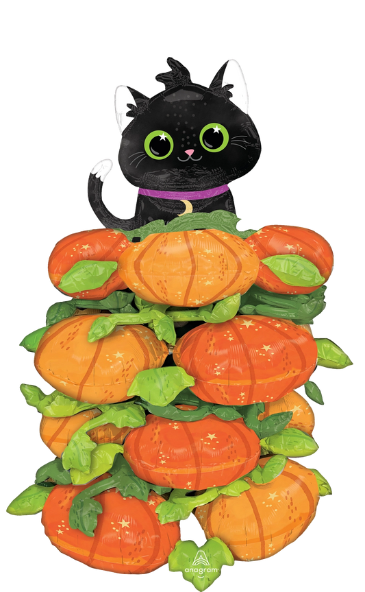 Black Cat Pumpkin Stacker Foil Balloon (45 Inch)