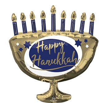 Happy Hanukkah Elegant Metals Menorah 29" Foil Balloon