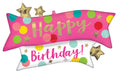 Satin Happy Birthday Pink Banner balloon (38 Inch)