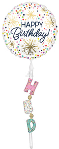 Happy Birthday Sprinkles Confetti Print Tails Airwalker Balloon (69 Inch)