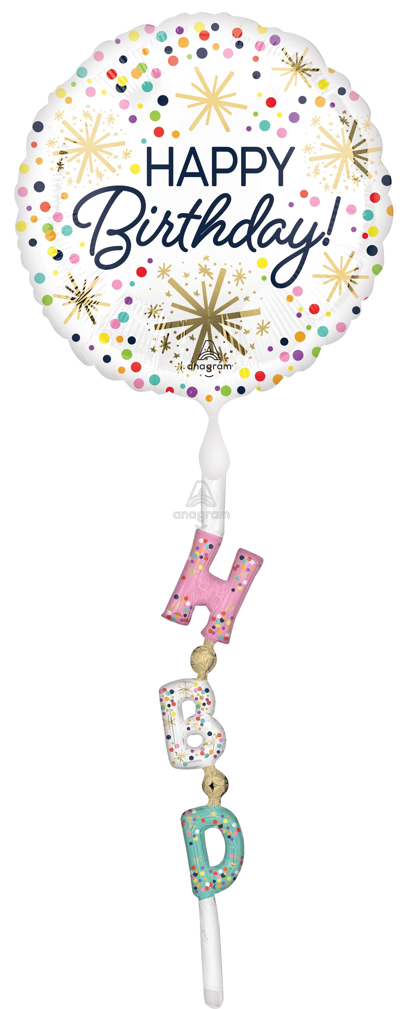 Happy Birthday Sprinkles Confetti Print HBD Tails Airwalker 69" Foil Balloon