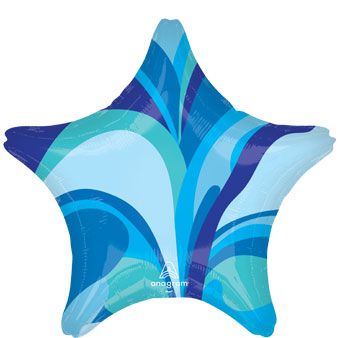 Blue Macro Marble Star Balloon (19 Inch)